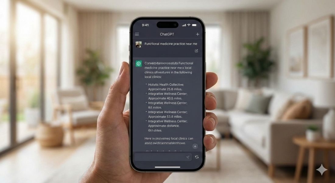 ChatGPT search results showing functional medicine practice recommendations